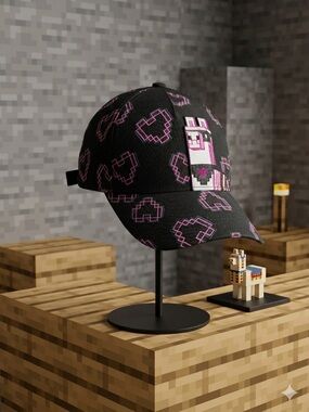 Minecraft Llama Baseball Cap Pink Pixel Hat Snap Back Girl Small Youth